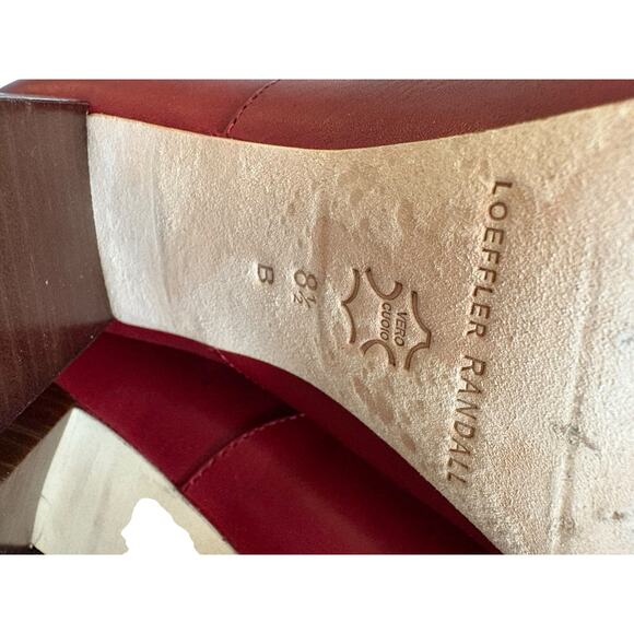 Loeffler Randall Goldy Leather Knee High Boots Block Heels Statement Red Sz 8.5B - Picture 10 of 11